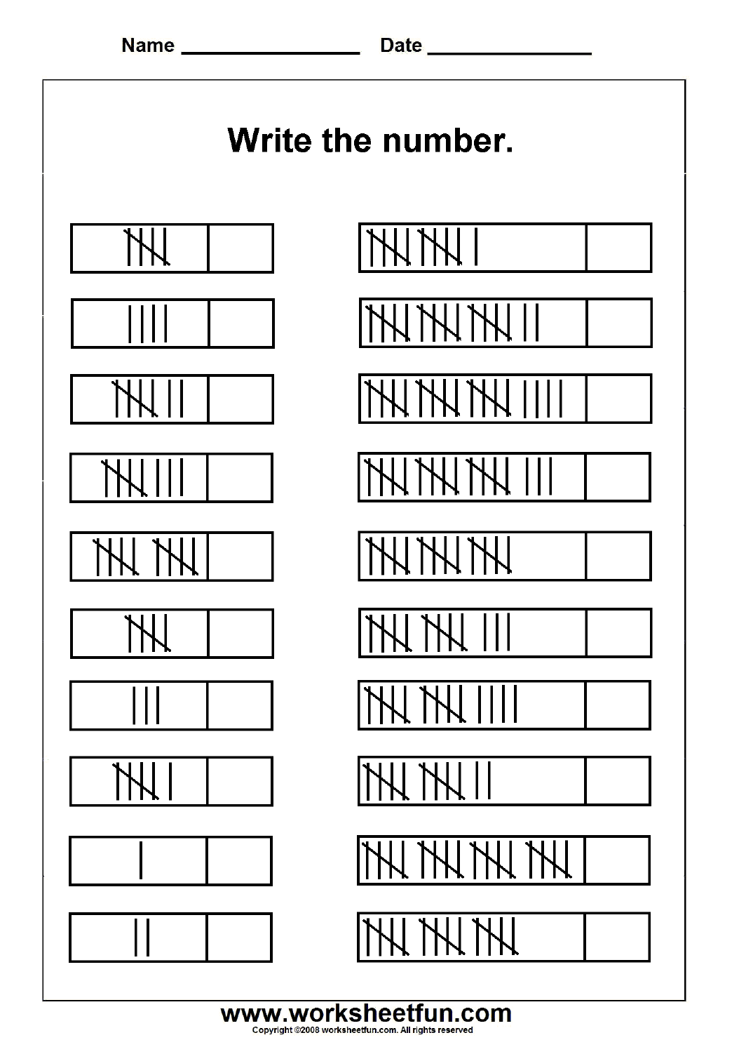 Tally Marks â 1 Worksheet   Worksheets